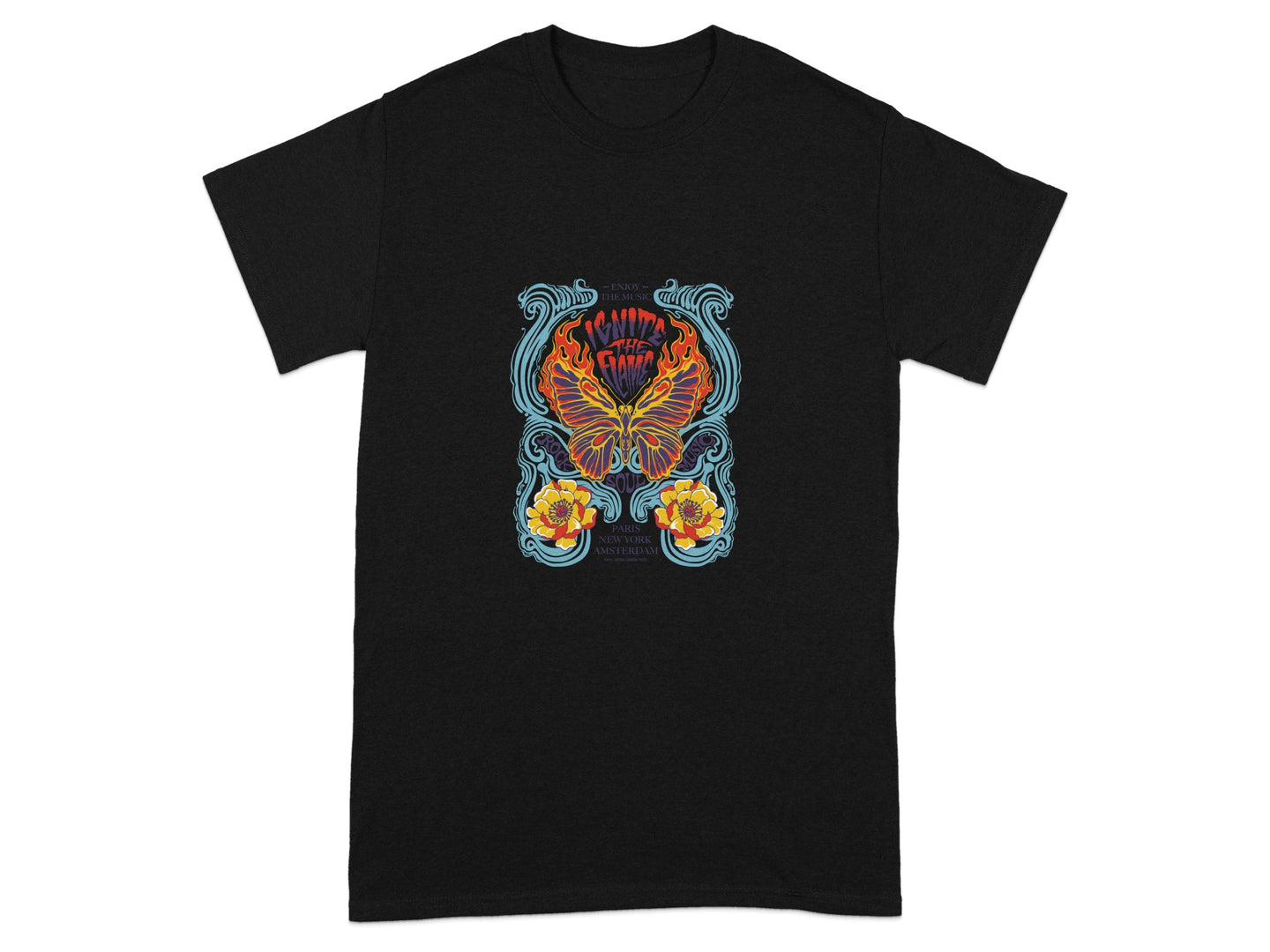 Vibrant Colorful Phoenix and Flowers Graphic Shirt