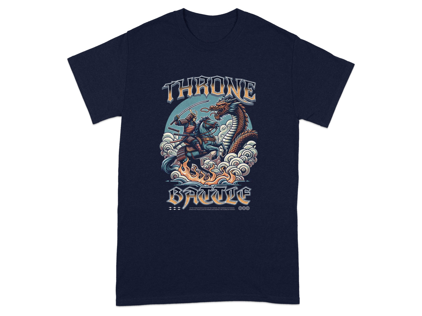 Throne and Battle Shirt Featuring Warrior and Dragon