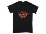 Skull with Floral and Eye Print Black T-Shirt