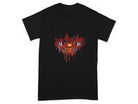 Skull with Floral and Eye Print Black T-Shirt