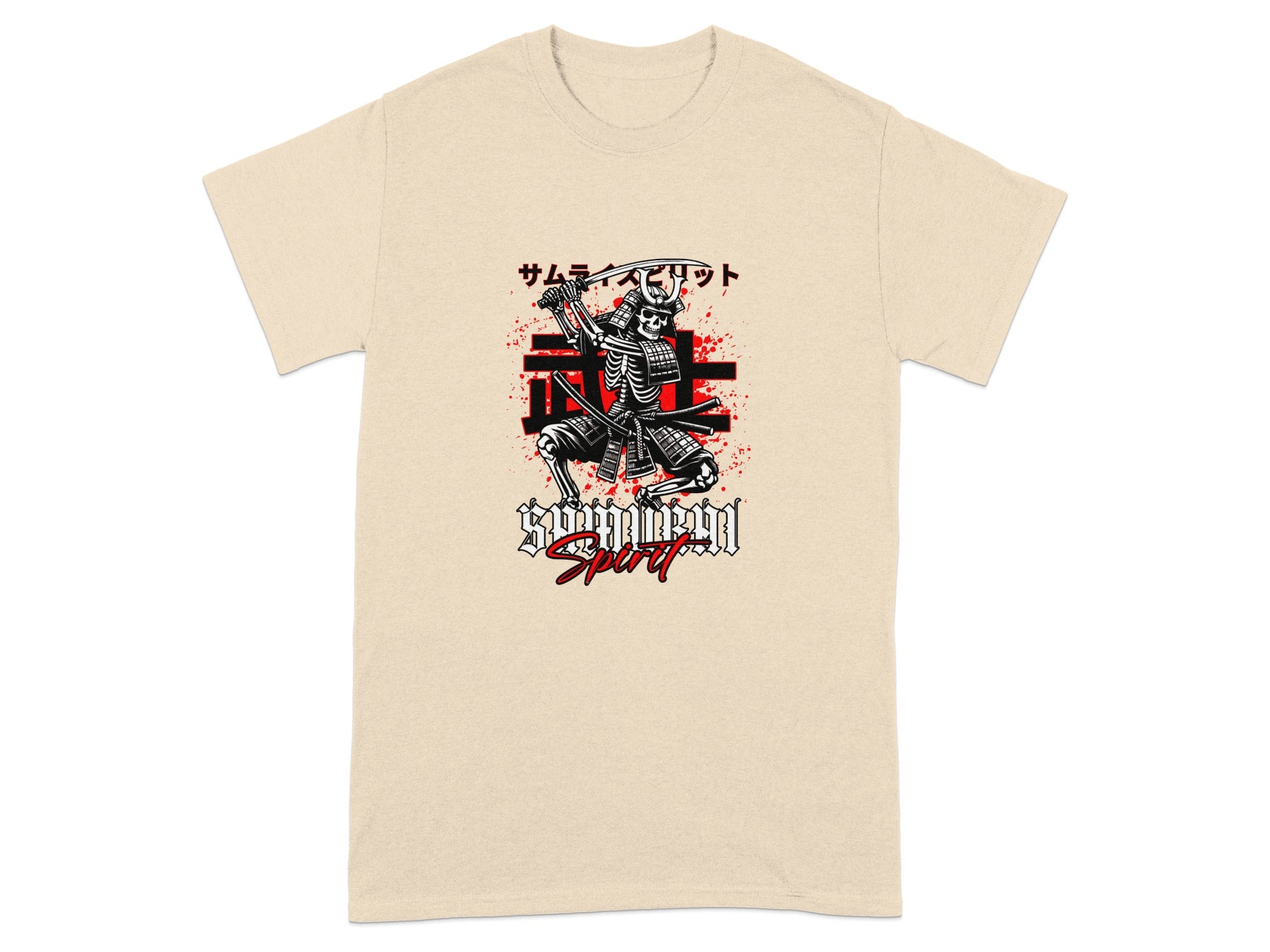 Japanese Samurai Sword Skeleton Graphic T-Shirt