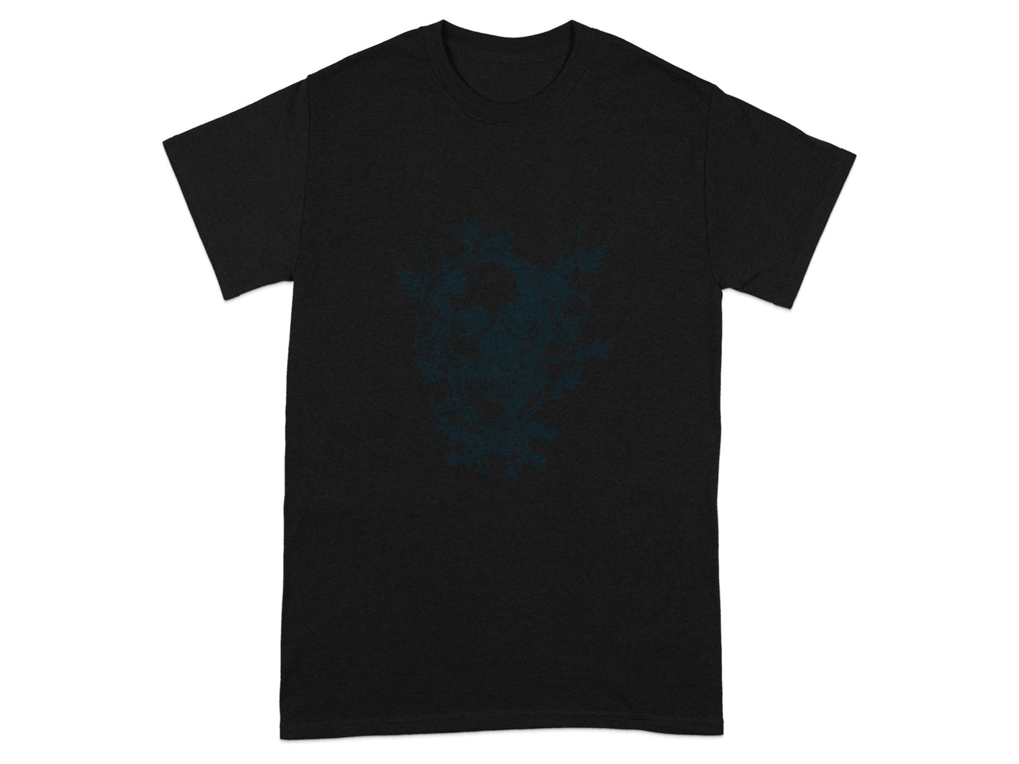 Gothic Skull and Flowers Graphic T-Shirt