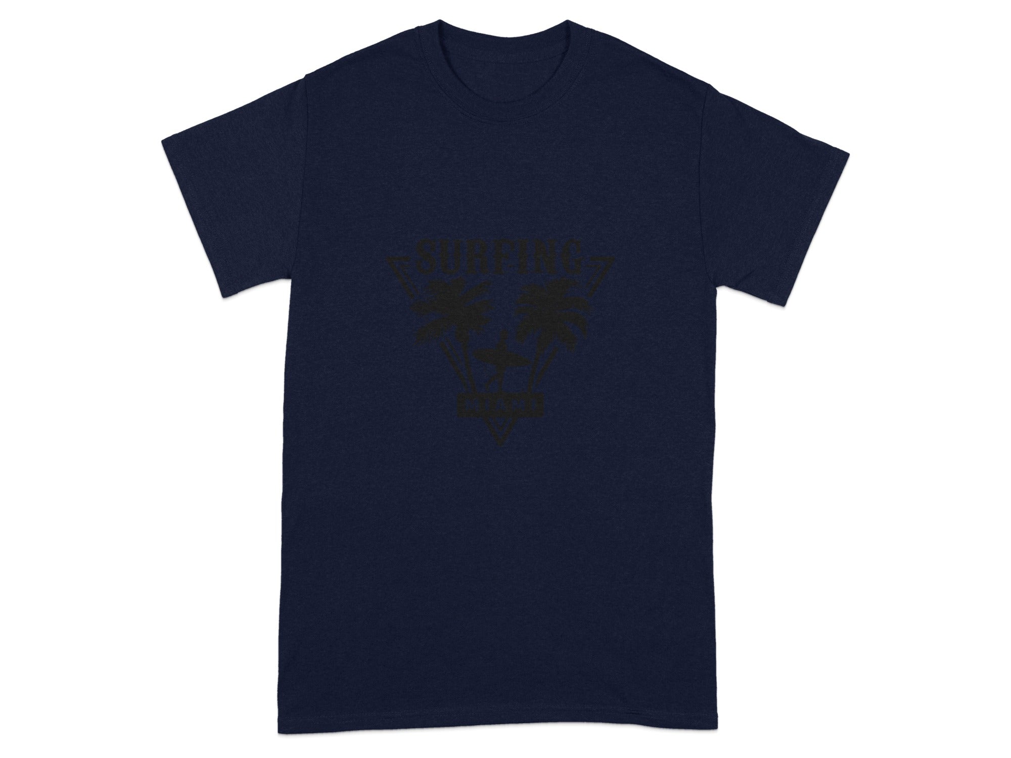 Casual T-Shirt with Surfing Print Palms Graphic Design