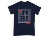 Modern Waves Graphic Tee with Japanese Text shirt