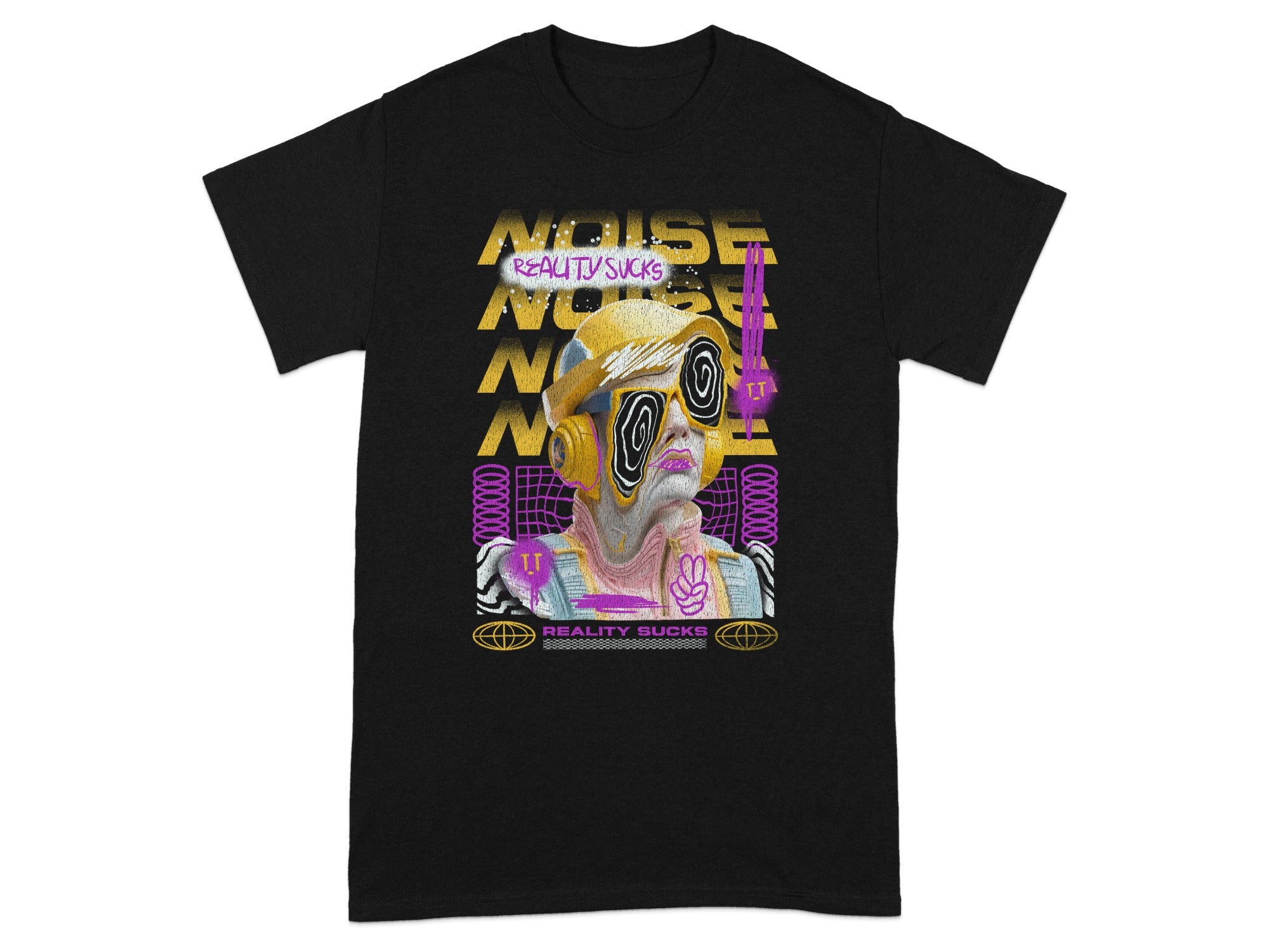 Reality Sucks Distorted Art Printed T-Shirt