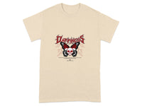 Horror-themed Skull and Butterfly Graphic T-shirt