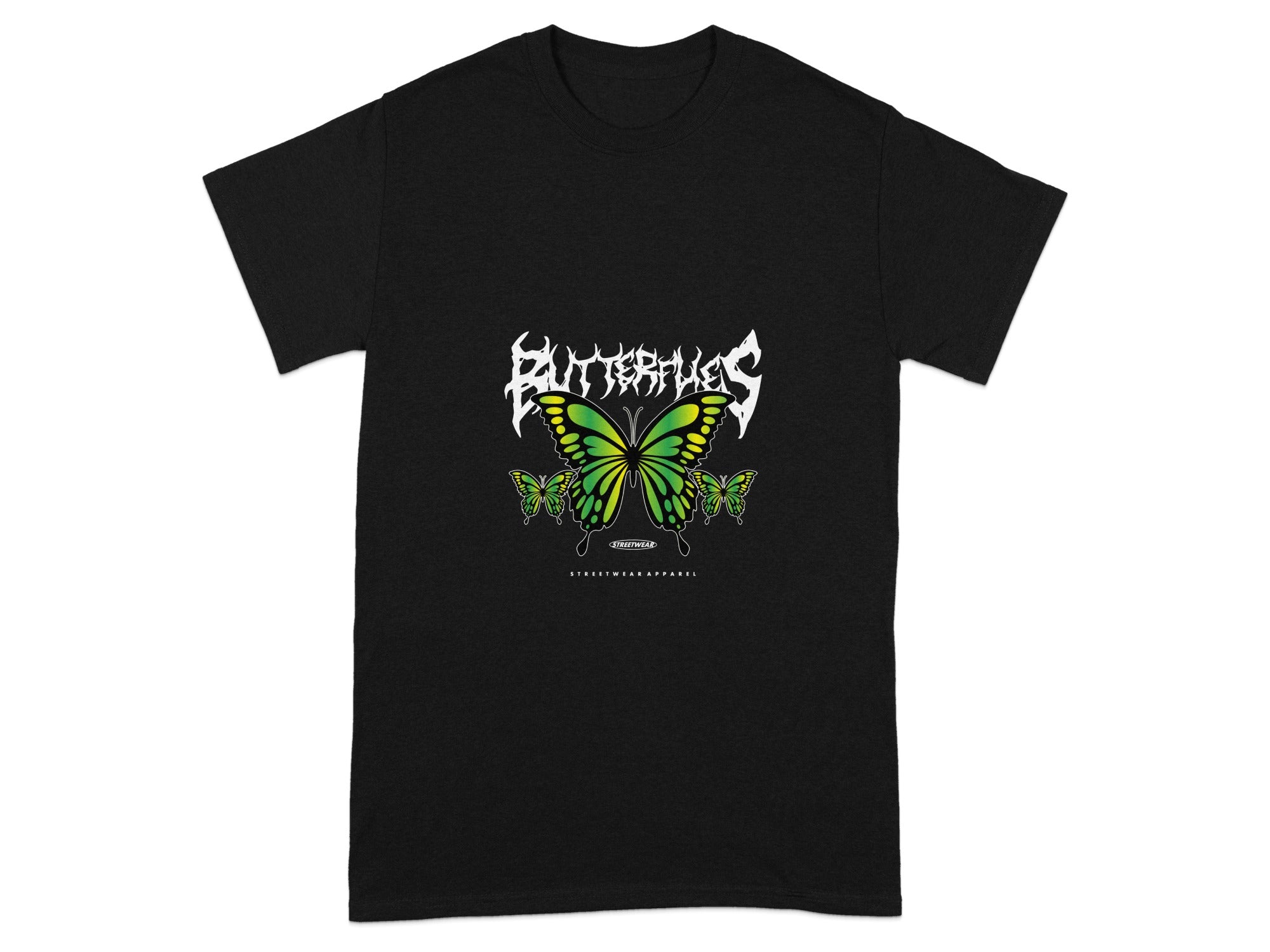 Graphic Butterfly Print Black T-Shirt Product